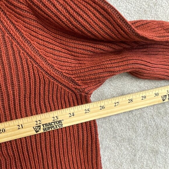NEW Lands’ End Men’s XL Ribbed Knit Sweater Mock neck Red Rust 100% Cotton t118 - Picture 3 of 9